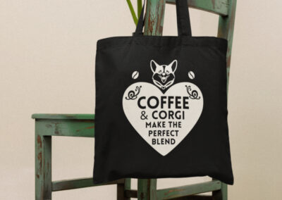 Coffee and Corgi Organic Tote Bag