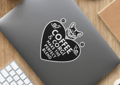 Coffee and Corgi Die Cut Sticker