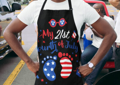 Long apron personalized Fourth of July