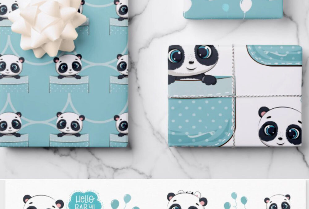 Pocket Baby Panda Wrapping paper