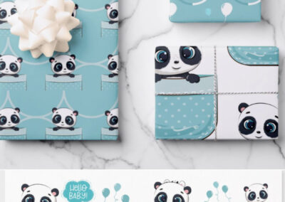 Pocket Baby Panda Wrapping paper