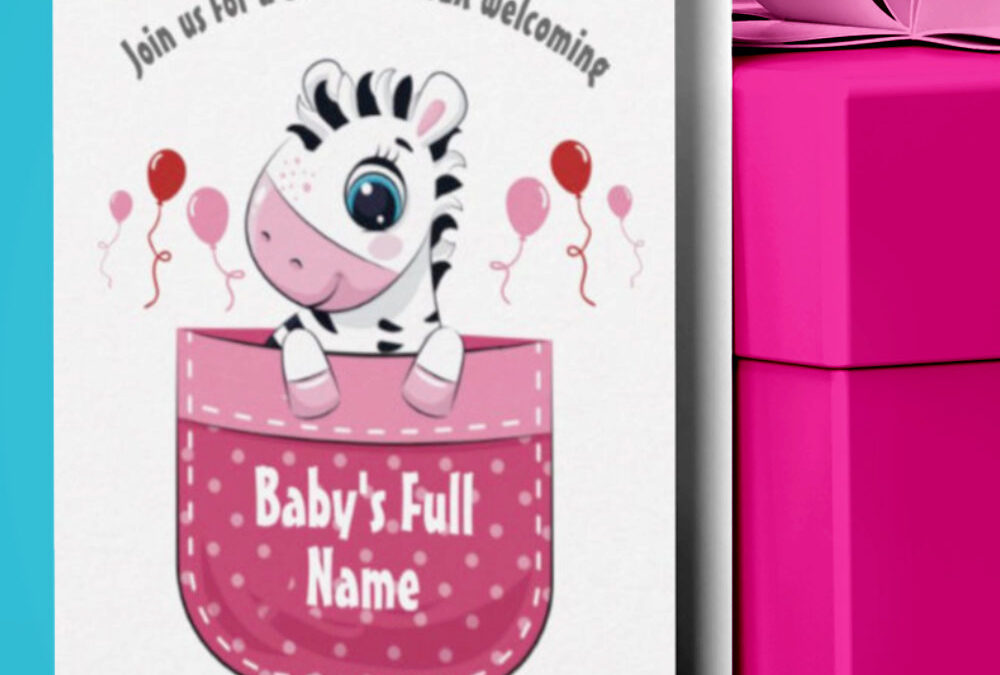 Pocket Baby Zebra Baby Shower Card