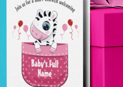 Pocket Baby Zebra Baby Shower Card