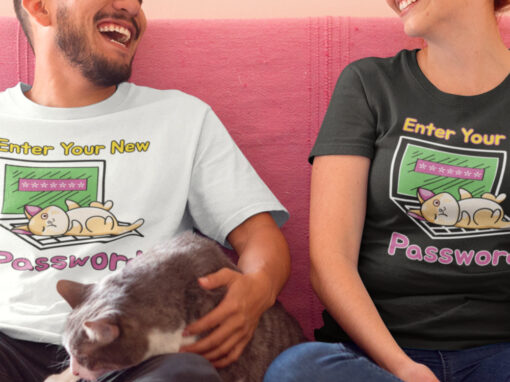 Enter Your New Password Funny Cat Couple T-shirts