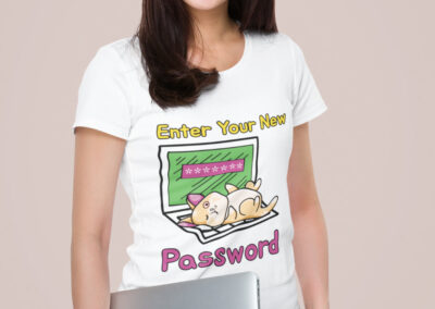 Enter Your New Password Funny Cat Eco organic Tee