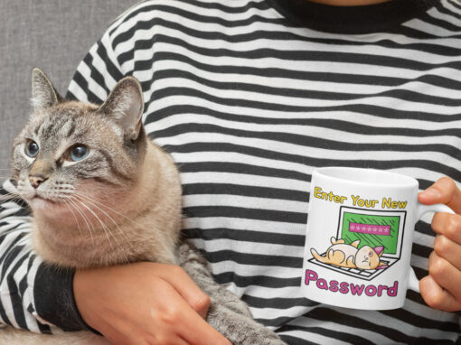 Enter Your New Password Funny Cat Tall Mug