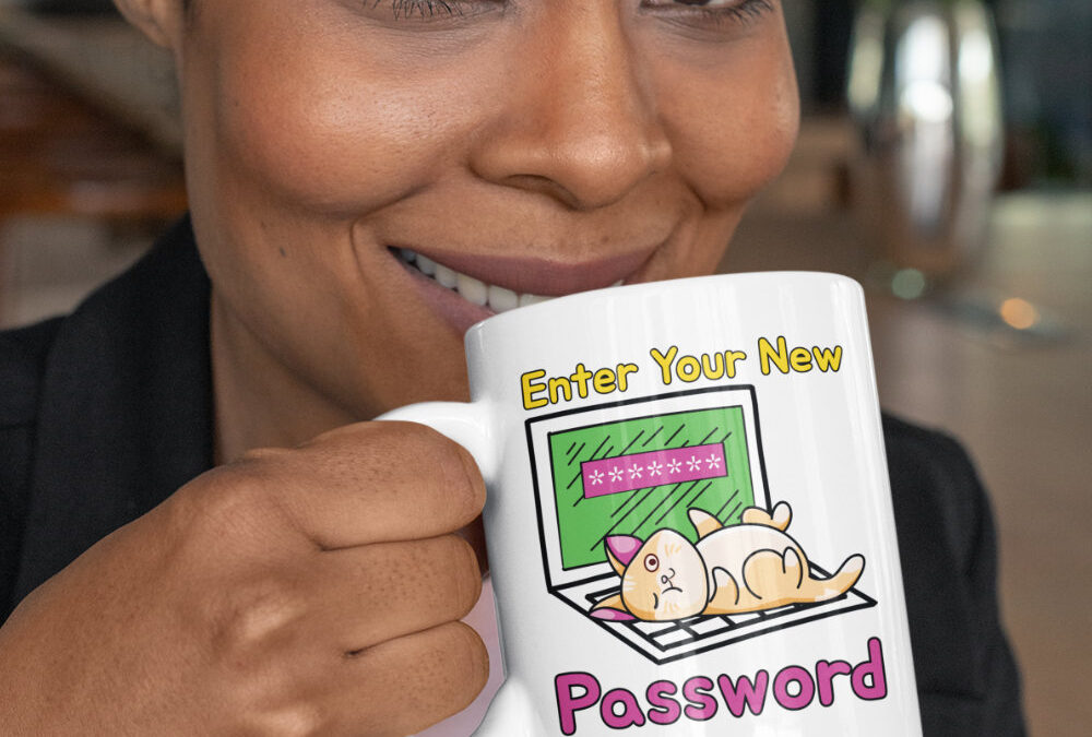 Enter Your New Password Cat coffee mug