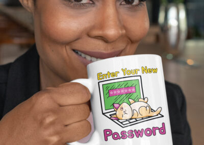 Enter Your New Password Cat coffee mug