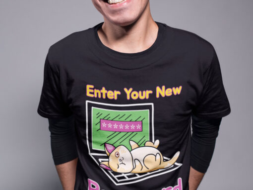 Enter Your New Password Funny Cat Basic Tee for Man