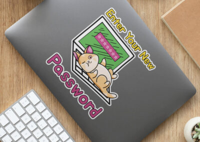 Enter Your New Password Funny Cat Sticker