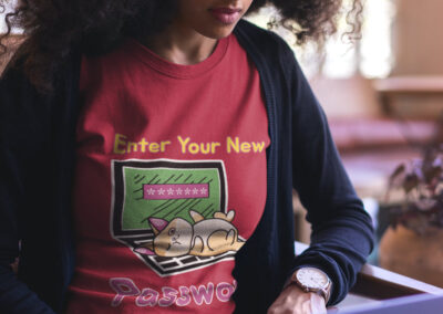 Enter Your New Password Funny Cat Basic Woman tee