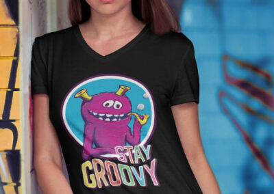 Stay Groovy Monster V Neck T-shirt