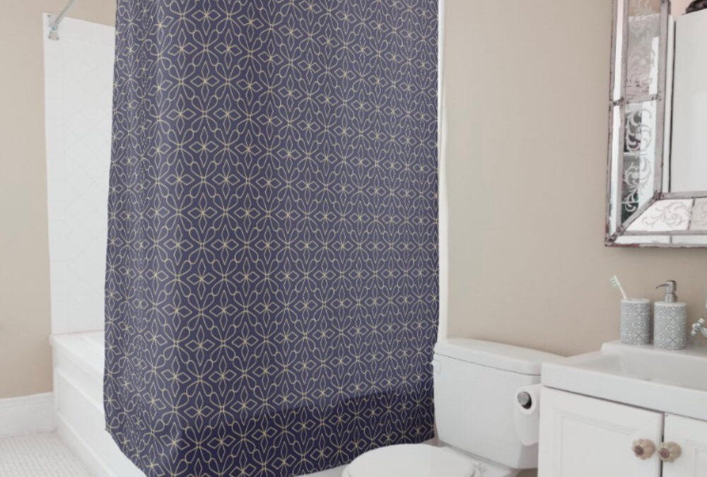 Purple and Gold Geometric Shower Curtain