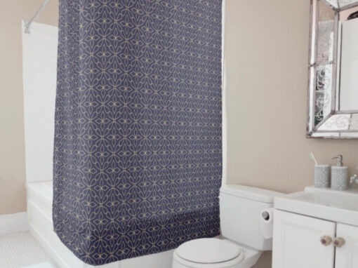 Purple and Gold Geometric Shower Curtain