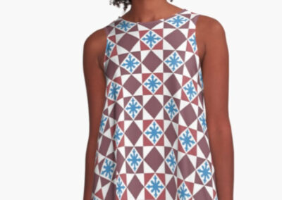 Geometric Vintage Tile Peranakan Aline Dress