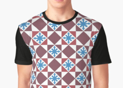 Geometric Vintage Tile Peranakan all over print tshirt