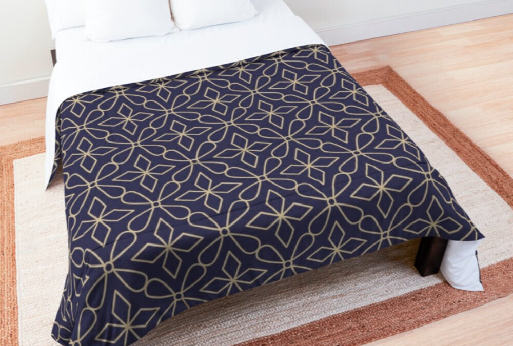 Purple and Gold Geometric Duvet