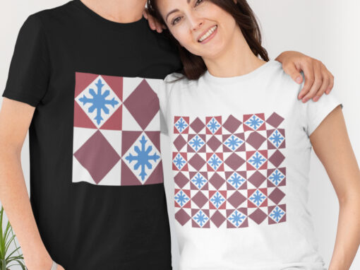 Geometric Vintage Tile Peranakan Couple T shirt