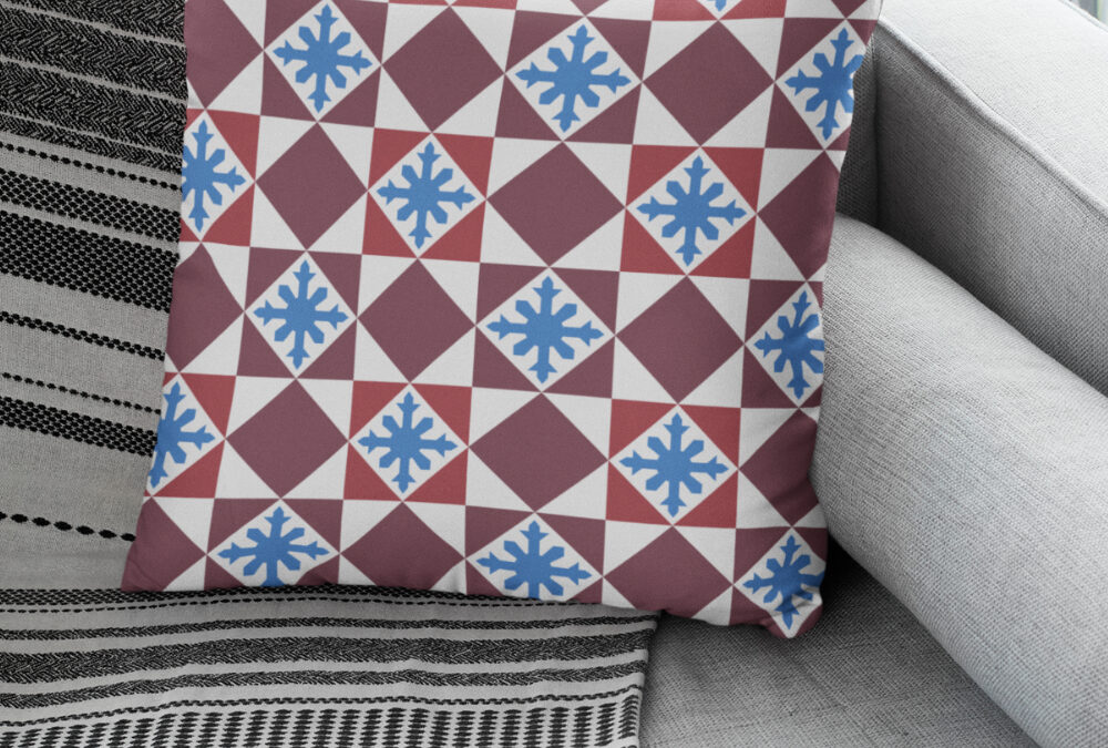 Geometric Vintage Tile Peranakan Square pillows