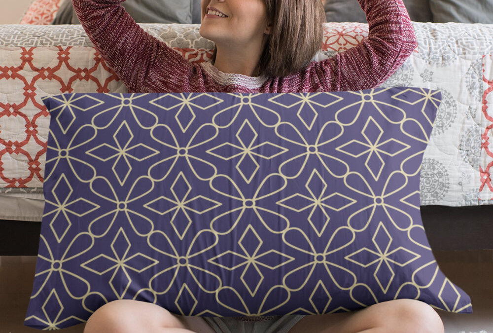 Purple and Gold Geometric Pillow