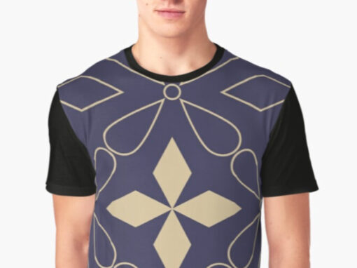 Purple and Gold Geometric All over Print T-shirt
