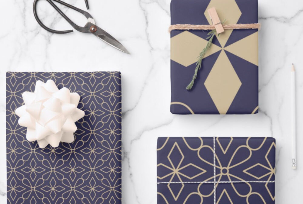 Purple and Gold Geometric Wrapping paper