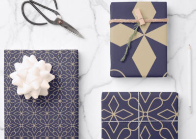 Purple and Gold Geometric Wrapping paper