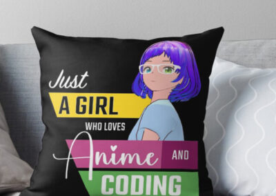 Just A Girl who loves Anime and Coding Throw Pillows