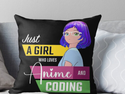 Just A Girl who loves Anime and Coding Throw Pillows