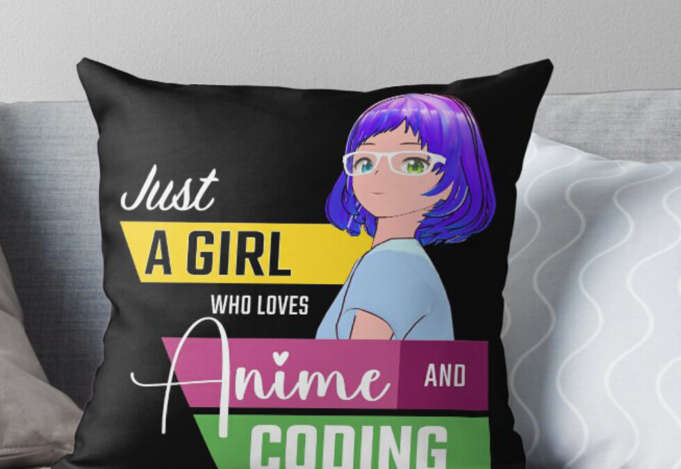 Just A Girl who loves Anime and Coding Throw Pillows