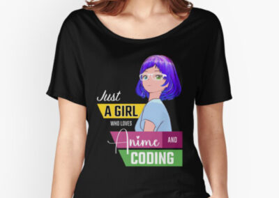 Just A Girl who loves Anime and Coding t shirt