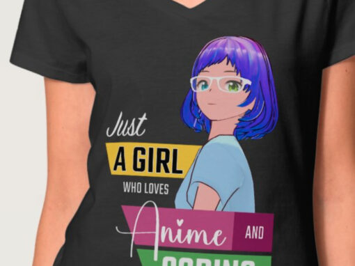 Just A Girl who loves Anime and Coding V Neck T-shirt