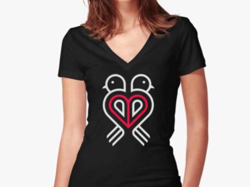 Love Birds Symbol V Neck T-shirt
