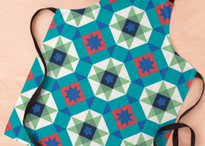 Turquoise and Red Geometric Pattern Apron