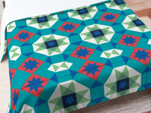Turquoise and Red Geometric Pattern Duvet