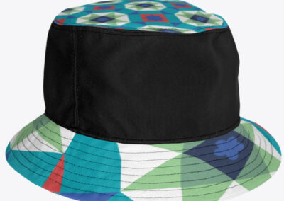 Turquoise and Red Geometric Pattern Hat