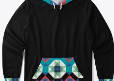 Turquoise and Red Geometric Pattern Hoodies