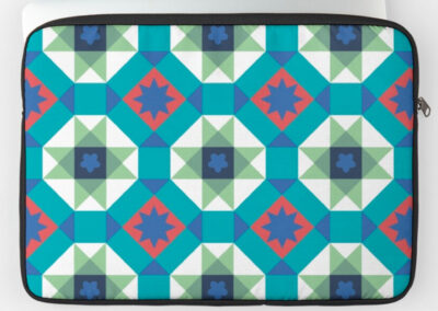 Turquoise and Red Geometric Pattern Laptop Cover