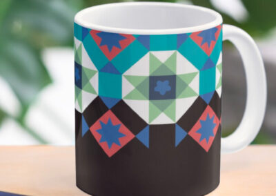 Turquoise and Red Geometric Pattern Mug
