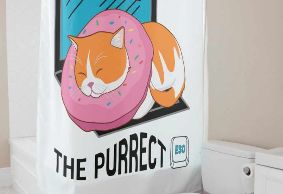 Sleep the Purrfect Esc Shower Curtains