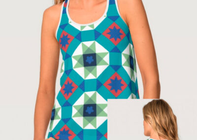 Turquoise and Red Geometric Pattern Tank top