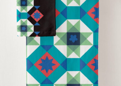 Turquoise and Red Geometric Pattern Towels