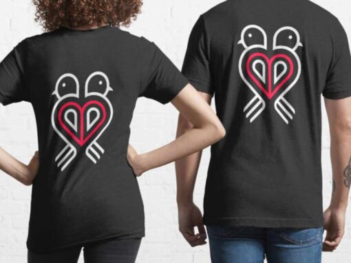 Love Birds Symbols Black T-shirt