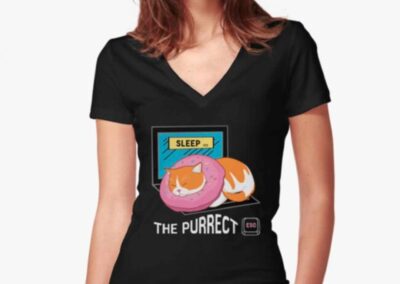 Sleep the Purrfect Esc V Neck T-shirt