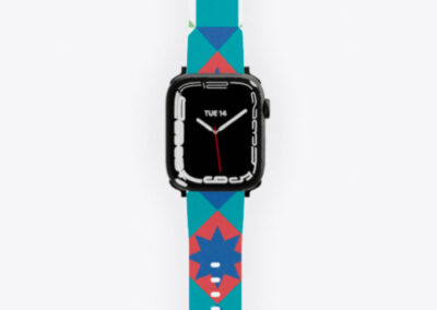 Turquoise and Red Geometric Pattern Watch band