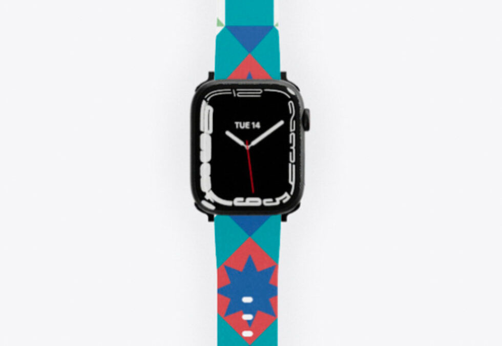 Turquoise and Red Geometric Pattern Watch band