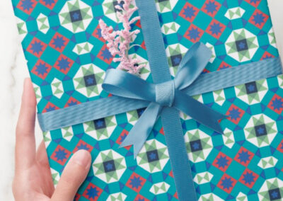 Turquoise and Red Geometric Pattern wrapping paper
